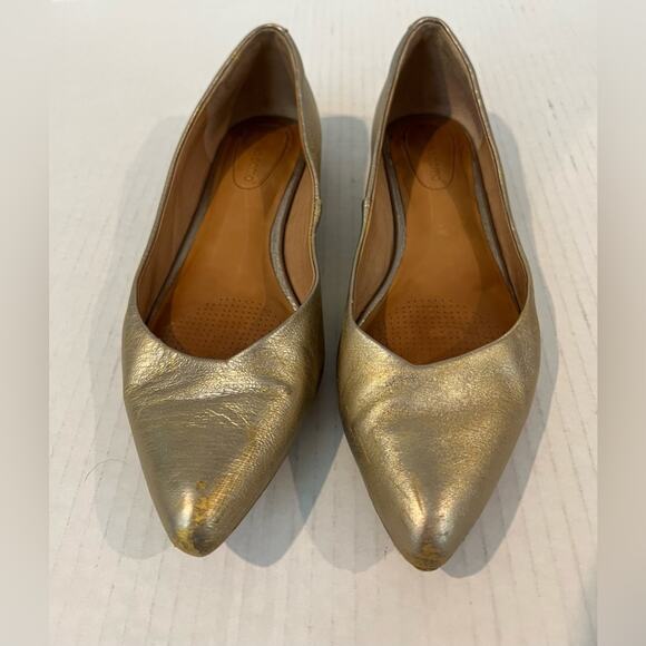 Corso Como Women’s Gold Metallic Leather Wedge Heels Pumps Shoes Sz 8.5 - Picture 1 of 9